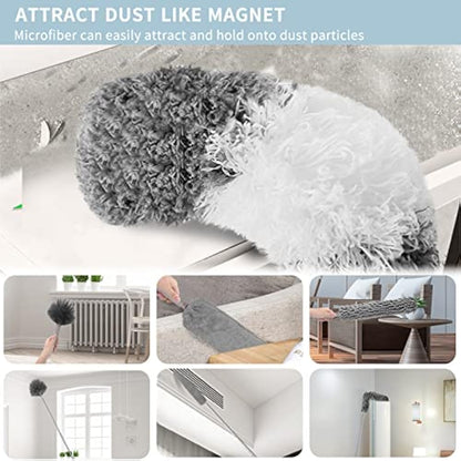 Microfiber Duster for Cleaning Telescopic Extension Long Pole Bendable Head, Scratch-Resistant Cover